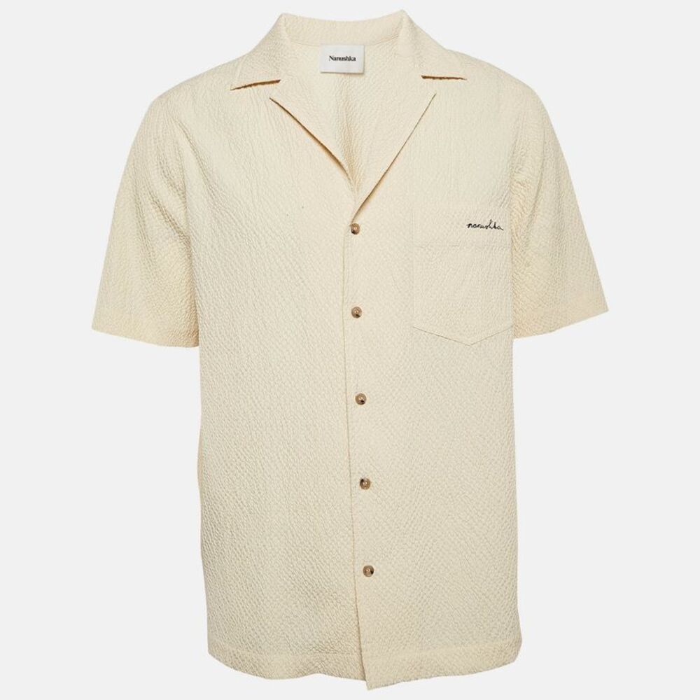 Nanushka Cream Seersucker Venci Camp Shirt S